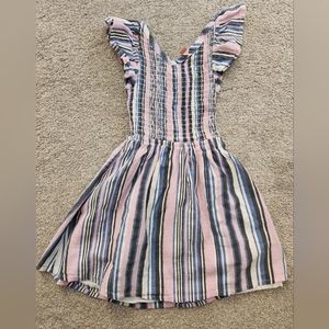 BCBG Girls striped dress. Size 4T. Blue, pink, gray, and white.